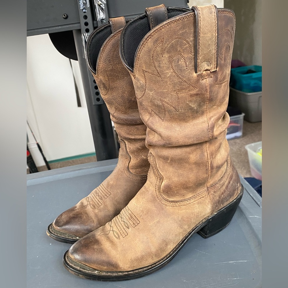 Durango Brown Distressed Leather Western Heeled Boots